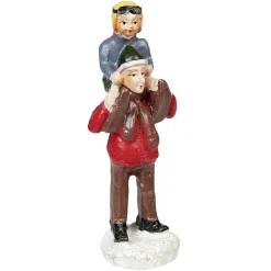 Sujet pour village animé père avec enfant résine