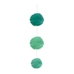 Suspension 3 boules chiffon en papier vert
