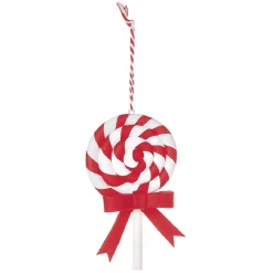 Suspension Bonbon lolipop blanc rouge H11 cm