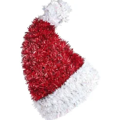 Suspension bonnet Père Noël scintillant rouge et blanc