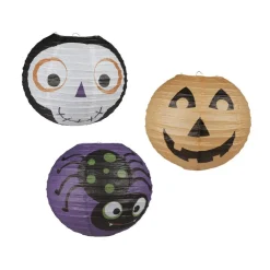 Suspension boule en papier motif Halloween x3