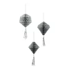 Suspension boule en papier gris x3