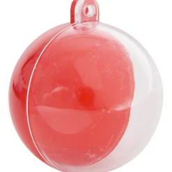 Suspension boule rouge et transparente x3
