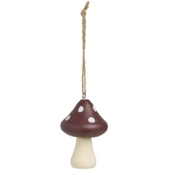 Suspension de Noël champignon en bois Ø5xH8cm - 2 modèles