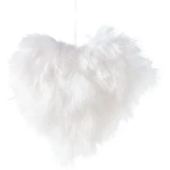 Suspension de Noël coeur à plumes blanches