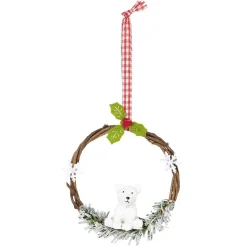 Suspension de Noël Couronne en bois déco animal