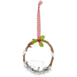 Suspension de Noël Couronne en bois déco animal