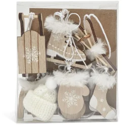 Suspension de Noël en bois style traditionnel x6