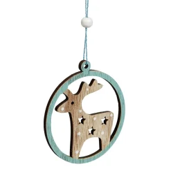Suspension de Noël en bois Ange Étoile Renne Sapin naturel vert x24
