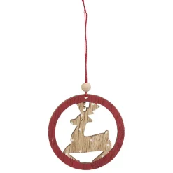 Suspension de Noël en bois Ange Étoile Renne Sapin naturel rouge x24
