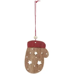 Suspension de Noël en bois Ange Étoile Renne Sapin naturel rouge x24