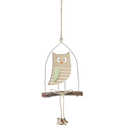 Suspension de Noël en bois hibou sur branche