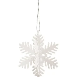 Suspension de Noël Flocon pailleté argenté blanc et bleu Ø9 cm X5