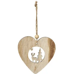 Suspension de Noël forme en bois avec motif ajouré