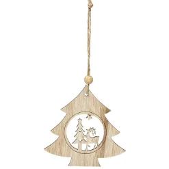 Suspension de Noël forme en bois avec motif ajouré