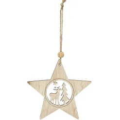 Suspension de Noël forme en bois avec motif ajouré
