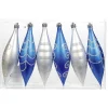 Suspension de Noël forme glaçon bleu argenté x6