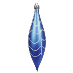 Suspension de Noël forme glaçon bleu argenté x6