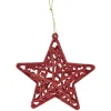 Suspension de Noël étoile rouge pailletté x3