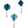 Suspension en papier bleu de forme géométrique x 3