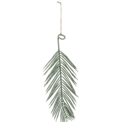 Suspension feuille verte pailletée H25cm