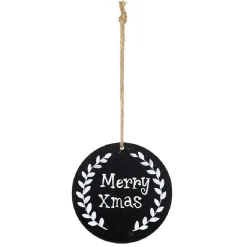 Suspension forme Couronne de Noël mdf noir et blanc