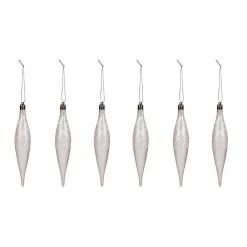 Suspension forme Olive rose paillette filament déco Noël x6