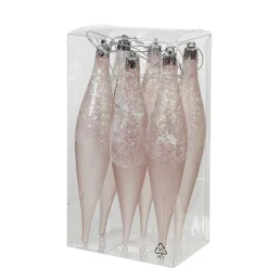 Suspension forme Olive rose paillette filament déco Noël x6