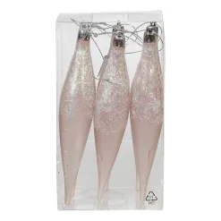 Suspension forme Olive rose paillette filament déco Noël x6