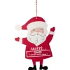 Suspension Père Noël pancarte rotative "J'ai été sage/vilain" en bois