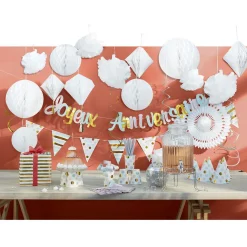 Suspension spirale en papier rose, vert et doré