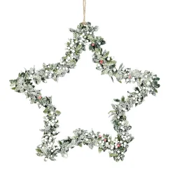 Suspension Étoile de Noël en métal décor feuilles et givre