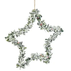 Suspension Étoile de Noël en métal décor feuilles et givre