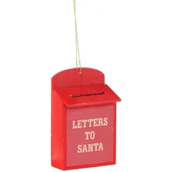 Suspensison boîte aux lettres en bois décoration de Noël rouge
