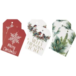 Étiquette cadeau motif traditionnel rouge x6