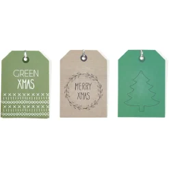 Étiquette pour paquet cadeau Noël Vert Naturel x6