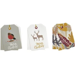 Étiquette pour paquet cadeau Noël Hiver Nature x6
