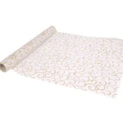 Tissu organza Noël blanc doré
