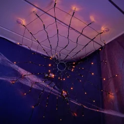Toile d'araignée lumineuse 100 LED orange Ø78cm
