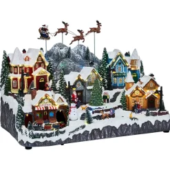 Train décor montagne animé musical 62LED multicolores 57,5x33xH37cm