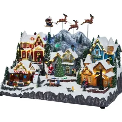 Train décor montagne animé musical 62LED multicolores 57,5x33xH37cm