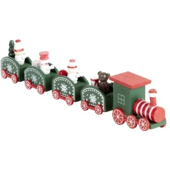 Train de Noël en bois rouge ou vert L24xH4,5cm