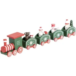 Train de Noël en bois rouge ou vert L24xH4,5cm