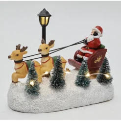 Traîneau de Noël et rennes lumineux 6 LED