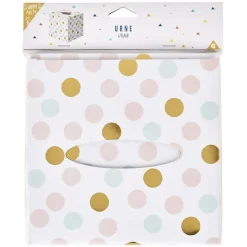 Urne d'anniversaire à poids de couleur rose, vert et doré en carton