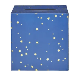 Urne d'anniversaire bleu et étoiles dorées en carton