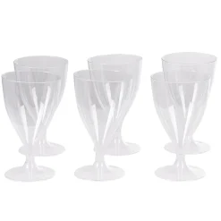 Verre bas à pied en plastique transparent réutilisable x6