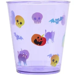 Verre plastique motif Halloween orange et violet Ø7xH13cm x6