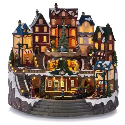 Village animé lumineux et musical 34 LED