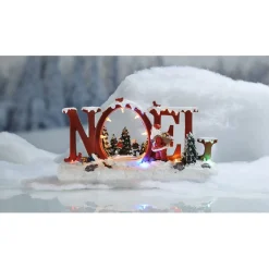 Village de Noël animé avec inscription lumineuse Noël